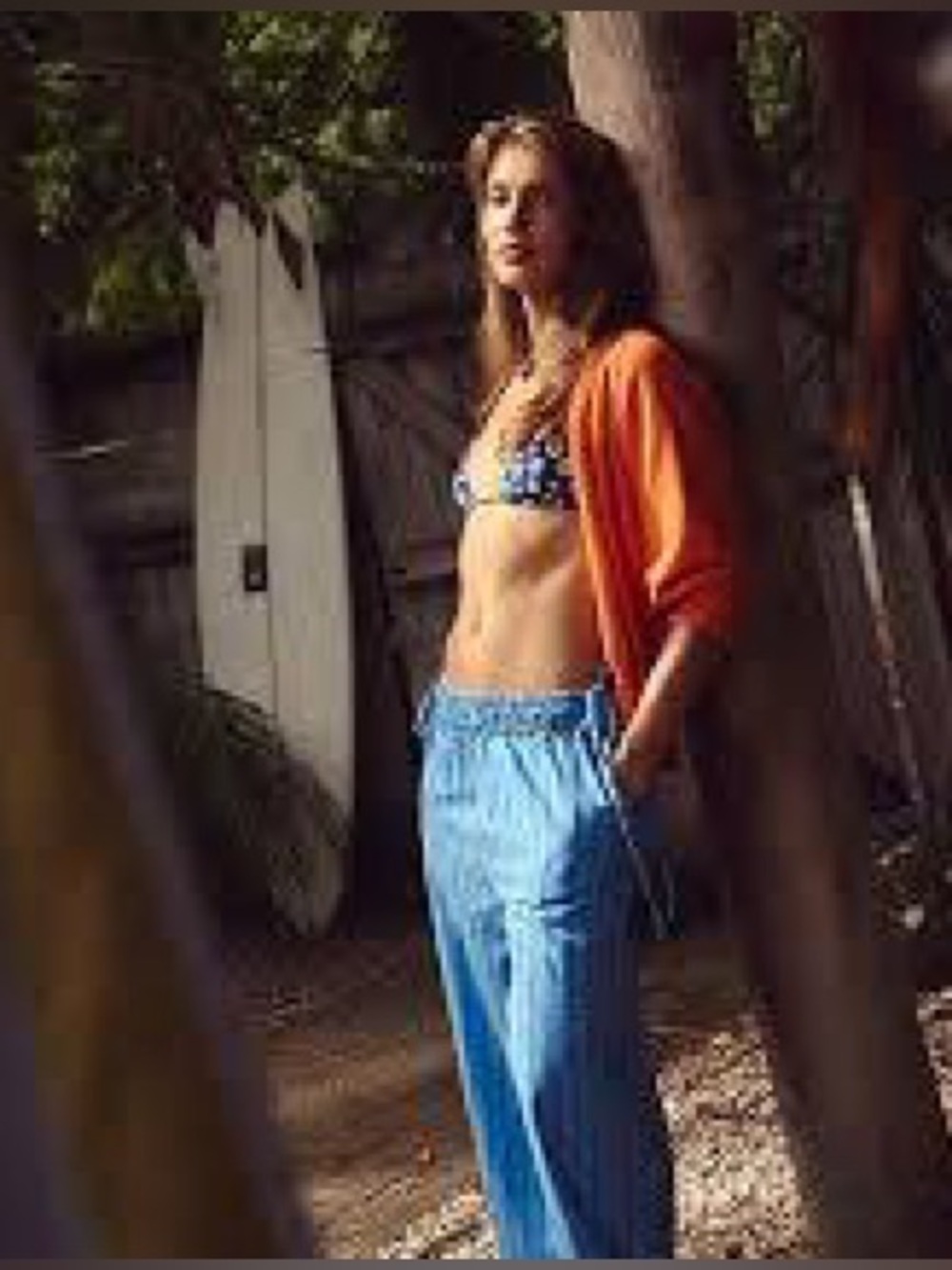 Free People Sun Dazed Cotton-Linen Striped Pant XL